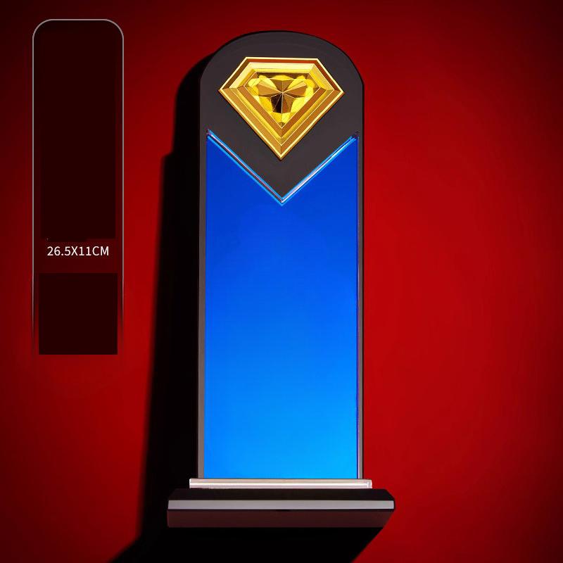 

Customized High-end Metal Mirror Crystal Trophy, Annual Meeting Employee Celebration Souvenir, Excellent Awards Decorations, 1Pc