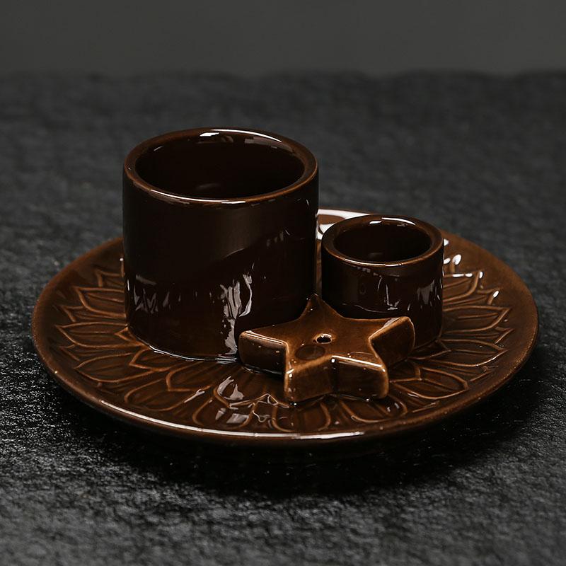 1pc Ceramic Incense Burner Set - 4-in-1 Handcrafted Incense Stick & Palo Santo Holder with Smudging Tray, Elegant Bohemian Decor