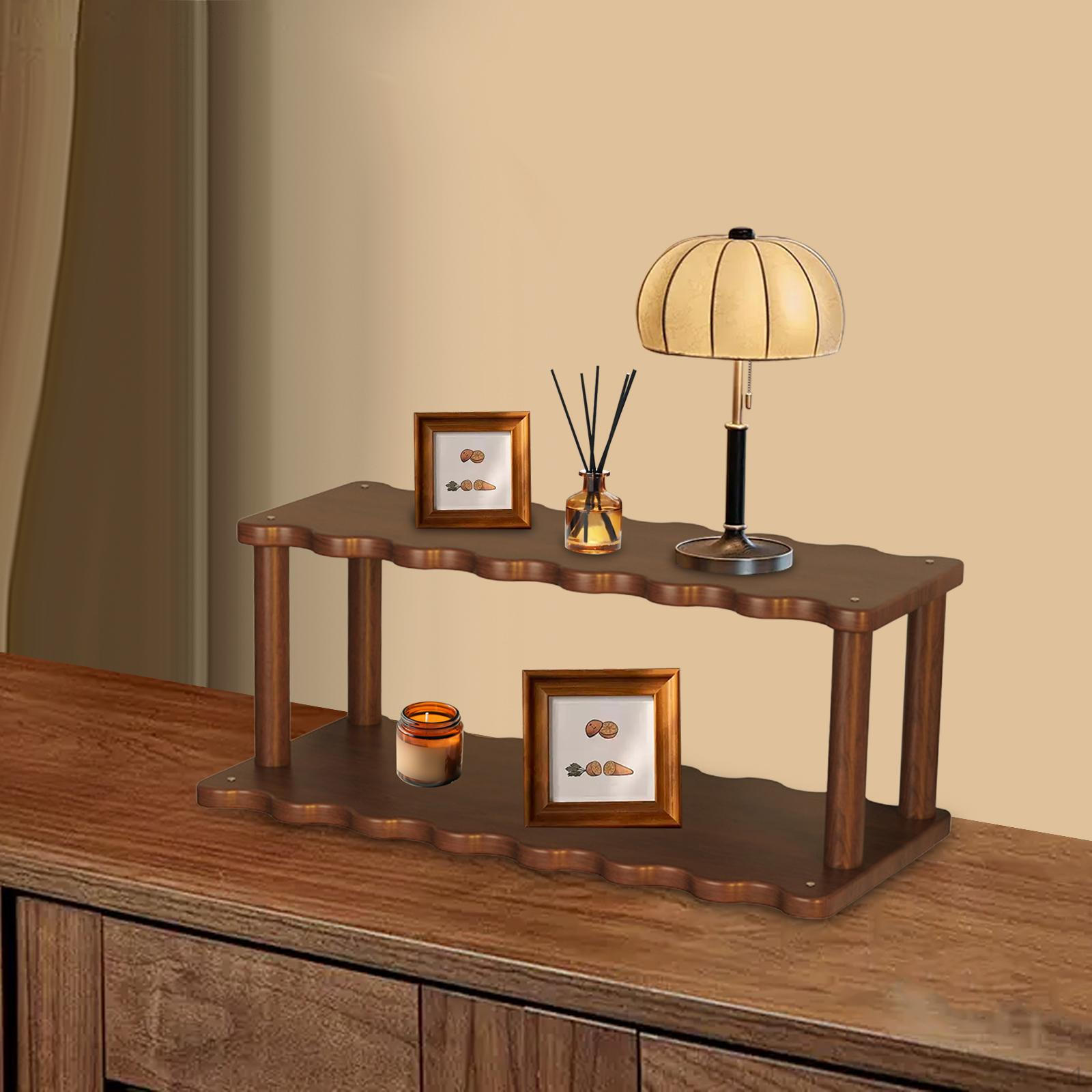 

Настольная стойка Косметический держатель для хранения канцелярских товаров Двухслойный Многофункциональный Элегантный Деревянный Офис коричневый