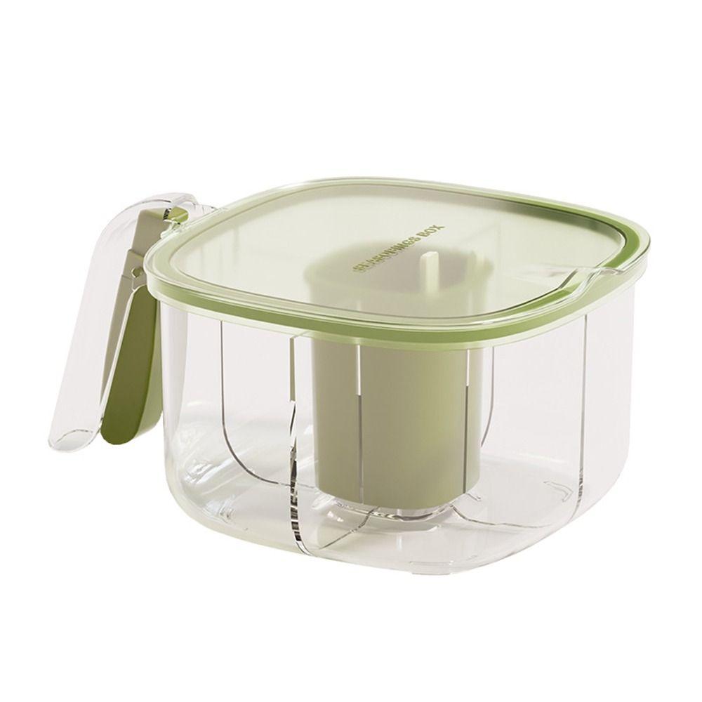 Plastic Four Grid Integrated Seasoning Box Transparent Moisture-Proof Press Type Seasoning Tank Sealed with Spoons