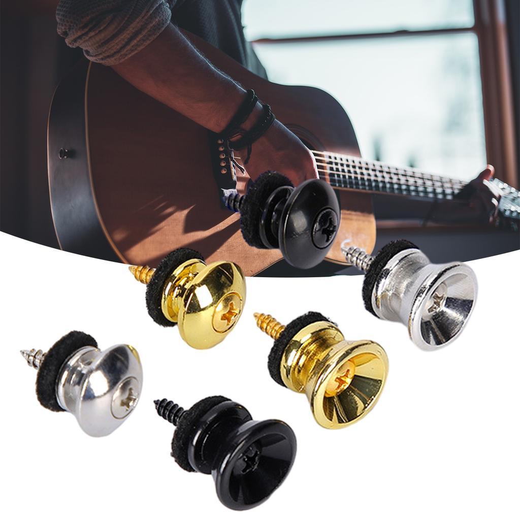 2Pcs Metal Guitar Strap Locks Guitar Strap Buttons Guitar Strap Buttons End Pins with Mounting Screws and Felts Cushions
