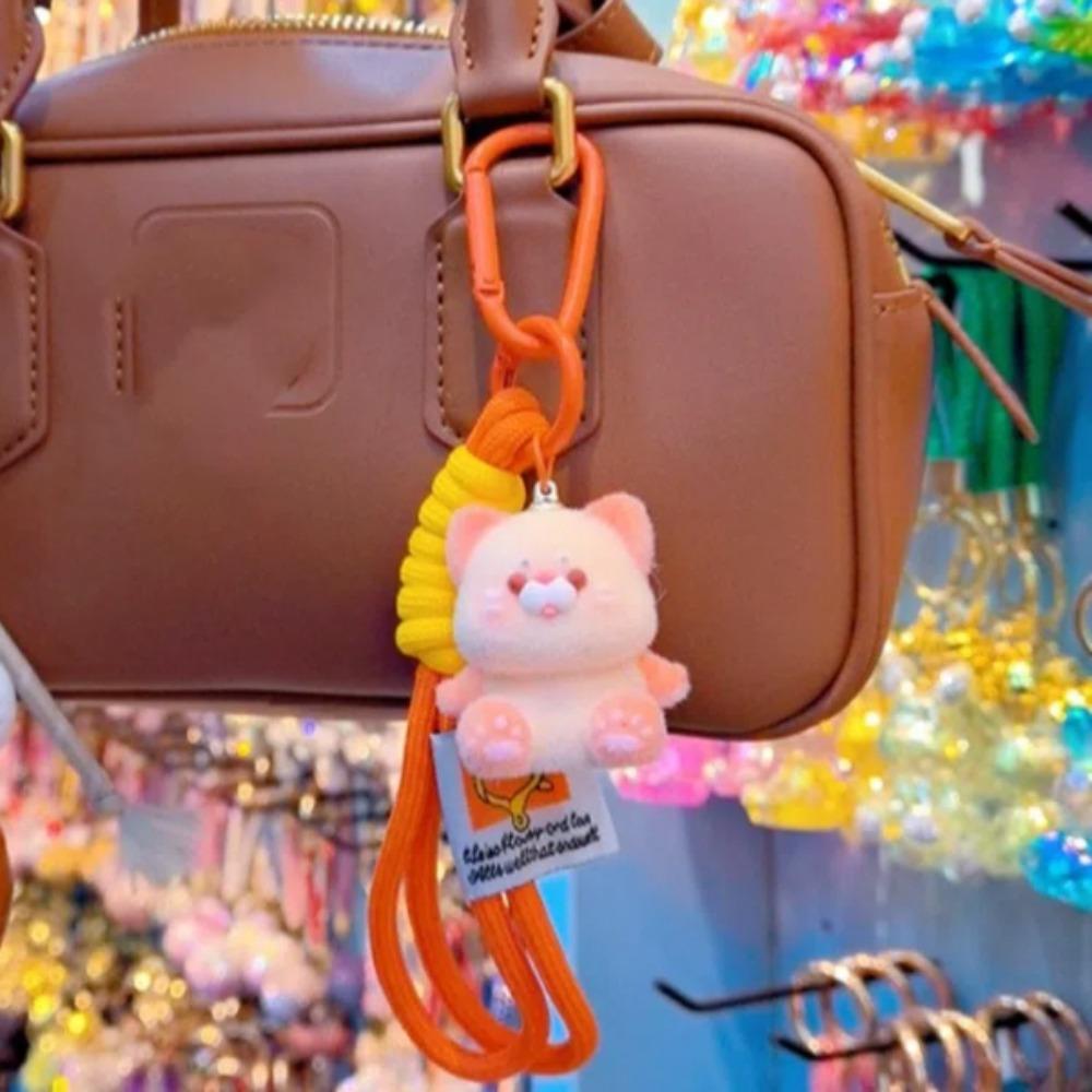 

Handmade Flocking Siamese Cat Key Ring Pile Coating Cartoon Doll Keychain Friends синий