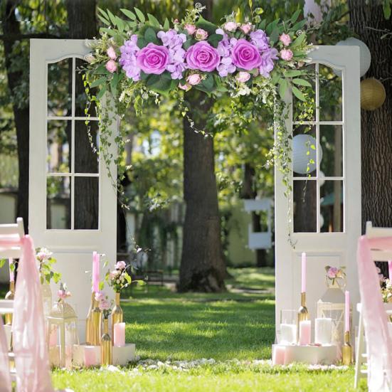 Artificial Flower Rose Garland Door Hanging for Valentine's Day Decoration Plastic Wedding Arch Flowers Chair Back Decor Indoor Outdoor Use