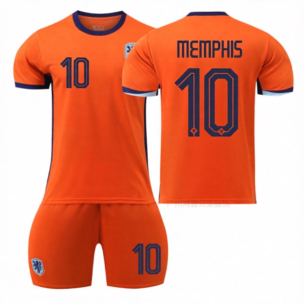 2024 Nizozemský domácí dres: Van Dijk #4, Robben, Depay, De Jong Fotbalový dres s krátkým rukávem - Edice Evropského poháru