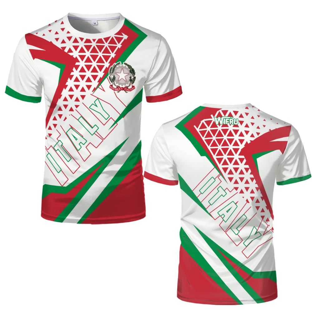 Italy Flag Print Football T-shirt Italian Outdoor Sports Quick-drying Breathable Jersey Men's and Women's Casual Streetwear