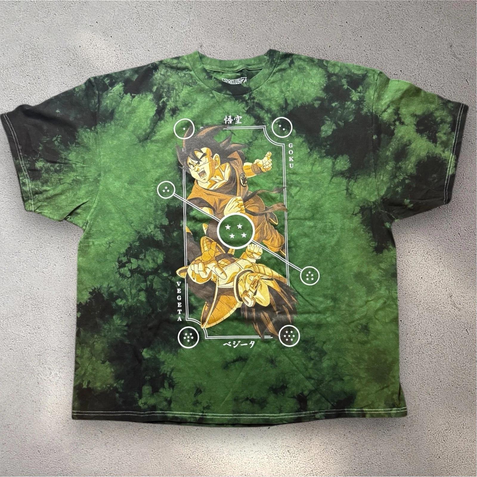 Dragon Ball Z Goku vs Vegeta Tie Dye Graphic T- Shirt Green Black Mens 2X DBZ 4XL