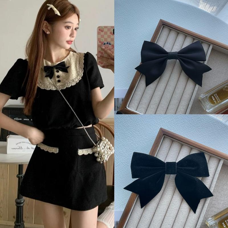 Black Bow Brooch With Ribbon And Safety Pin Simple Corsage Women'S Clothing Accessories Fashion Jewelry