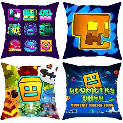 Game Cartoon G-Geometry Dash Game Cushion Cover Comfortable Reversible Pillow Cover Ideal for Car Sofa Bedroom & Beyond