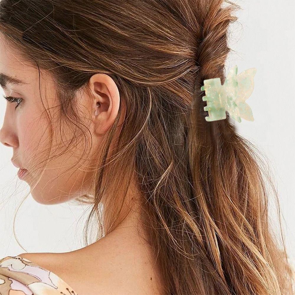Colorful Acetate Butterfly Hair Claw PVC Sweet Shark Clip Elegant Retro Hair Crab Clip  Lady