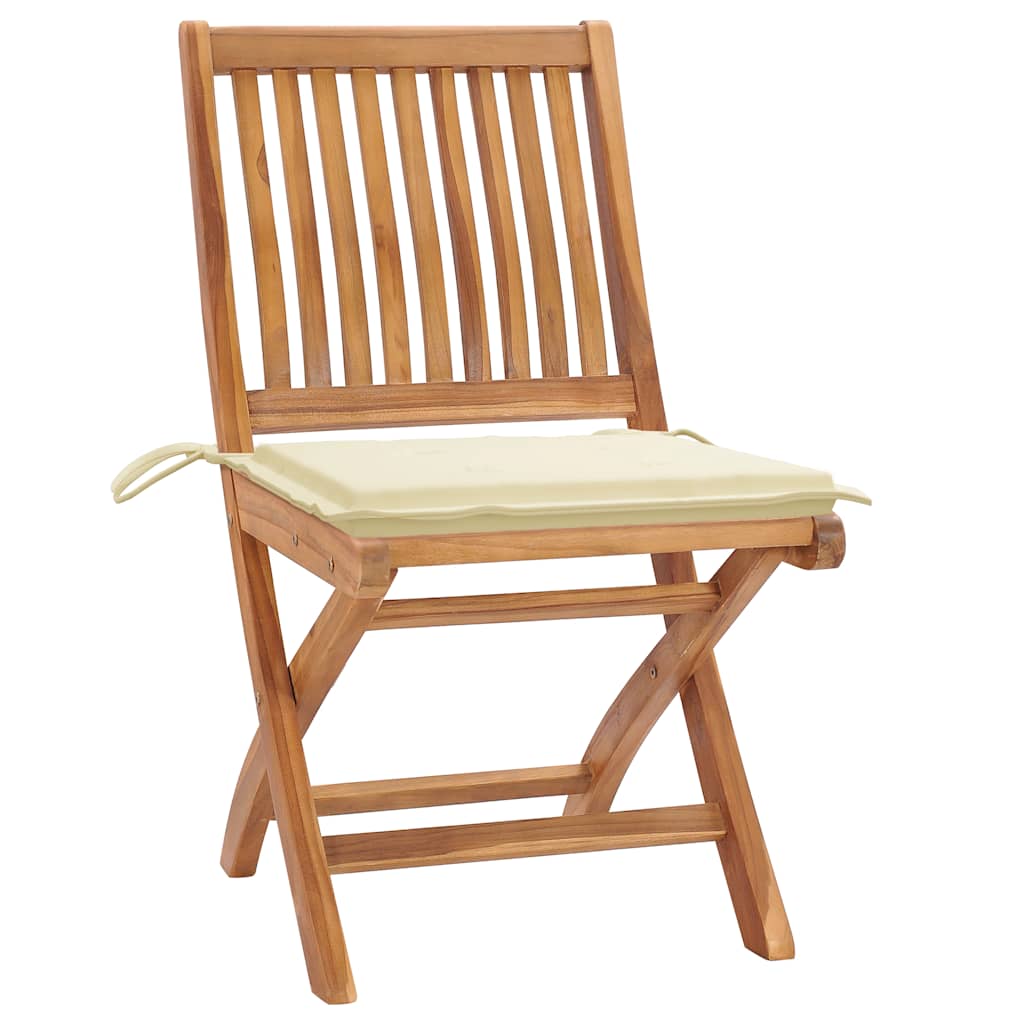 Foldable Garden Chairs with Cushions 6 pcs Solid Teak Wood