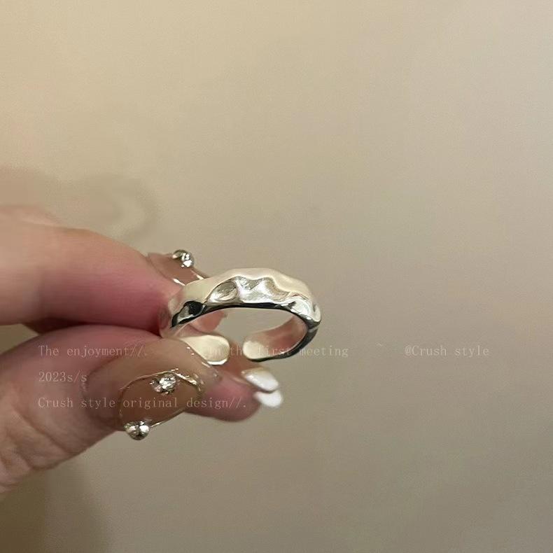 Moonstone Irregular Opening Ring, Women'S Personality Versatile Niche Light Luxury High-End Design Ring