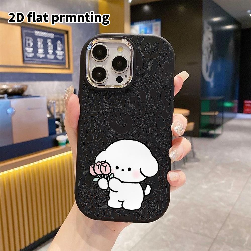 Phone Case: 2D Flat Design Suitable for iPhone 18 17 16 15 14 13 Pro Protective Case, Couple Style, Cute Little White Dog, Christmas and Halloween Gif