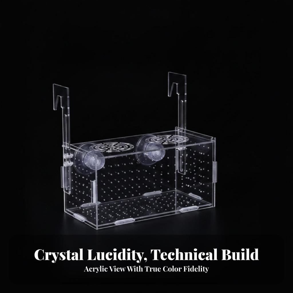 Aquarium Accessory Transparent Separation Box with Suction Cups Compact