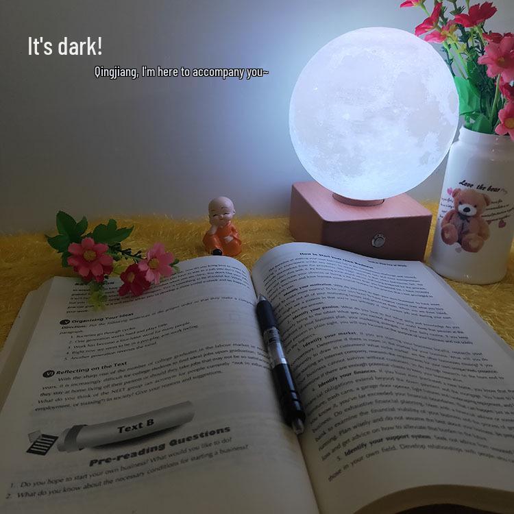 Moon Lamp USB Charging LED Night Light, 7-Color Touch, Creative Bedside Planet Lamp, Perfect Birthday Gift.