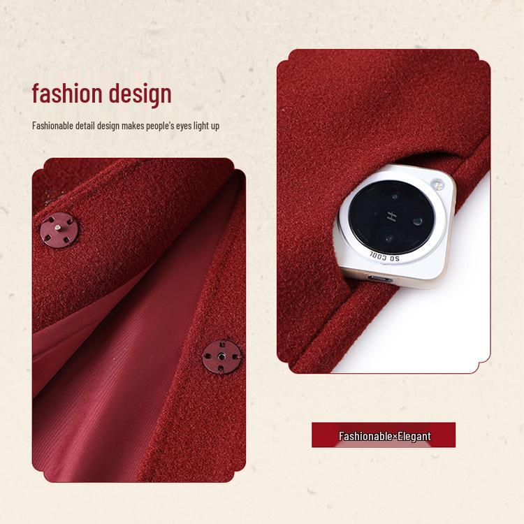 Wool Coat with Fleece Lining and Thickened Tang Suit for Elderly Women