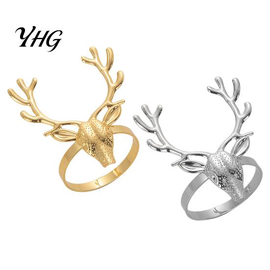 Elegant Wedding Table Accessories Christmas Deer Napkin Ring, Metal Elk Head Holder, Reusable Reindeer Holders for Dining Holiday Ring Decor