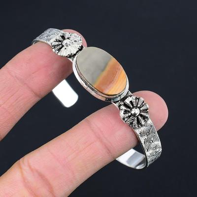 Womens Day Sale 925 Silver Landscape Jasper Stone Birthday Trendy Bangle Jewelry