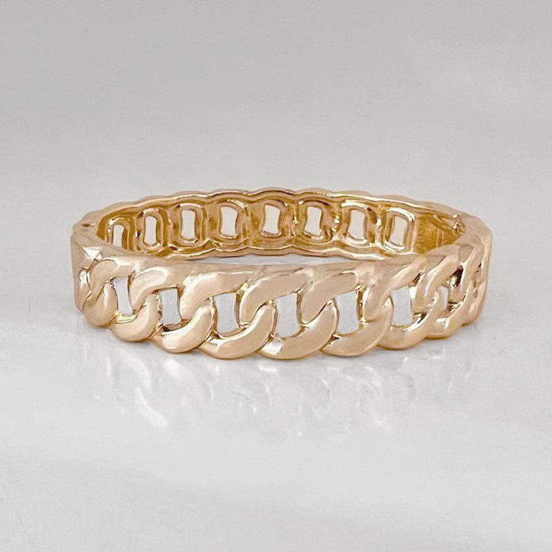Classic 18K Gold Twisted Spring Openable Bracelet with Smooth Surface for Couples