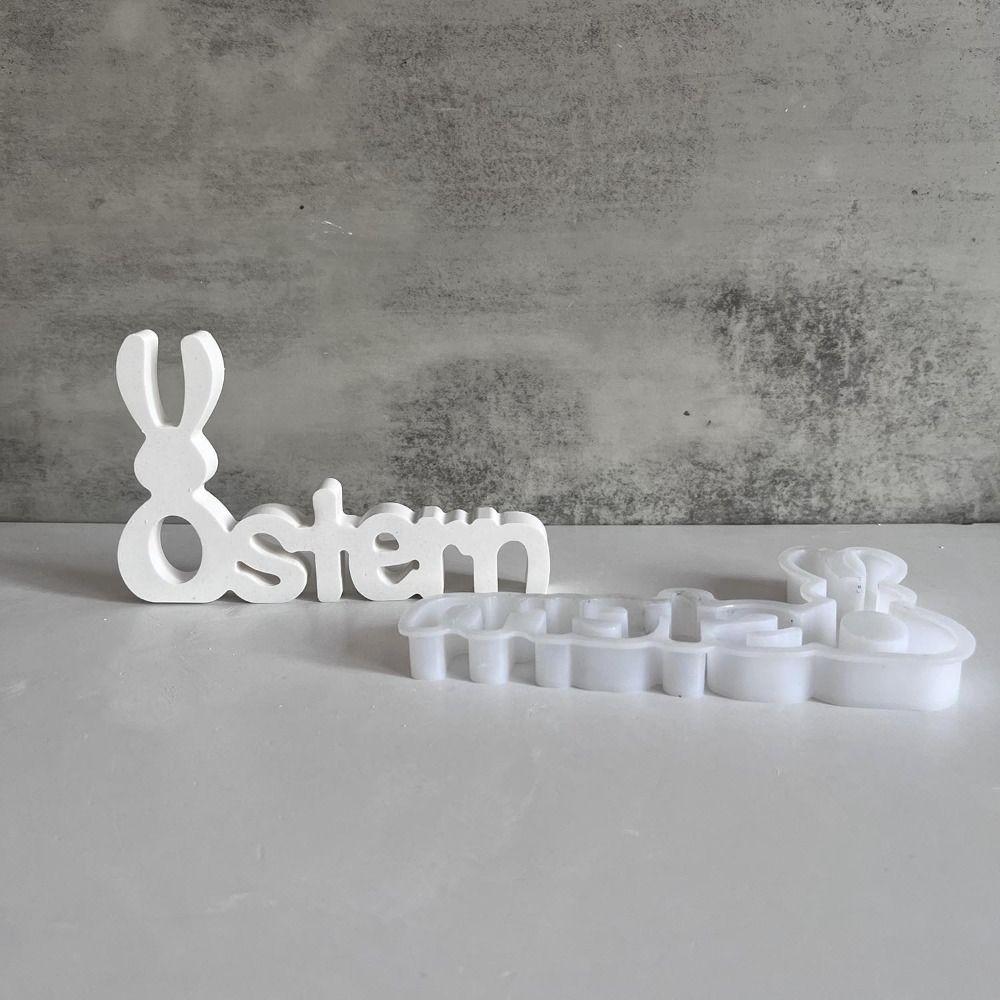 

Handmade Easter Bunny Letter Mold Cute Animal Candle Mold Home Table Decoration білий