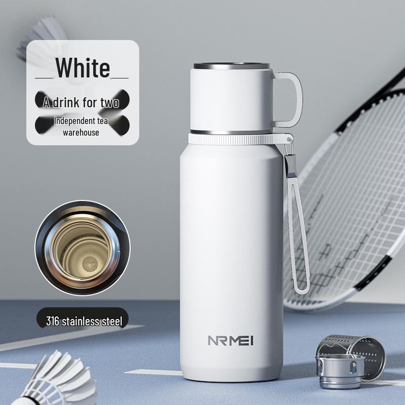 Pánská 1000ml nerezová láhev s čajovým sítkem a na vodu – špičková, velkokapacitní, přenosná izolovaná nádoba