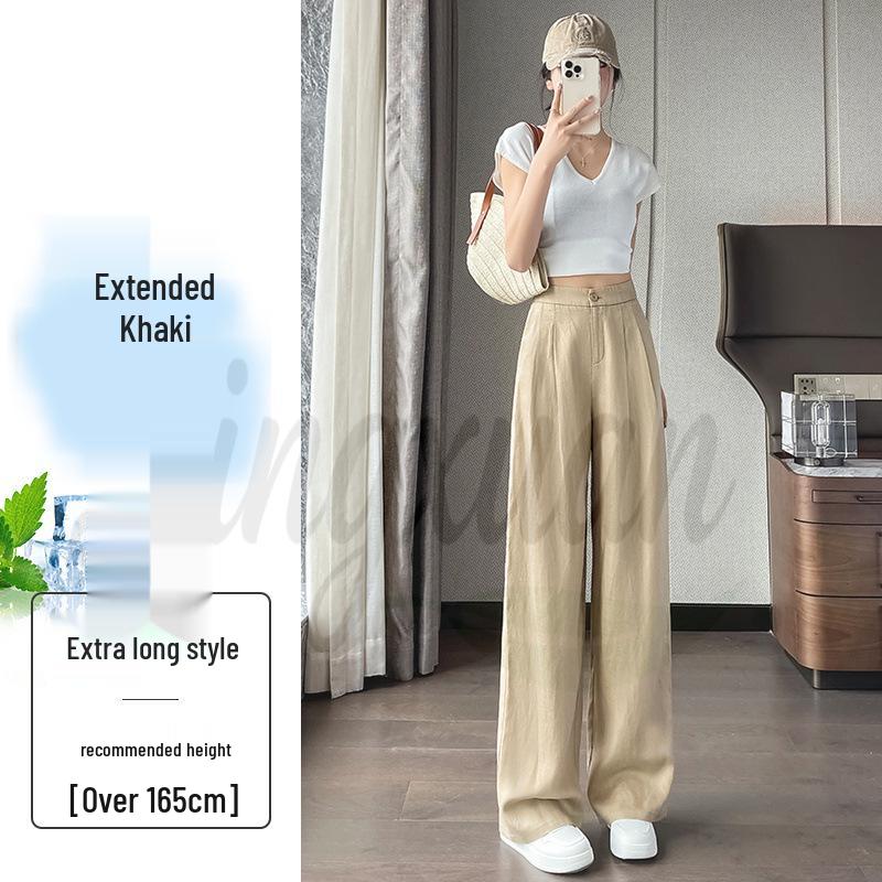 

Women s Summer 2026 White Linen Wide-Leg Pants - Lightweight Ice Silk Cotton Blend Large