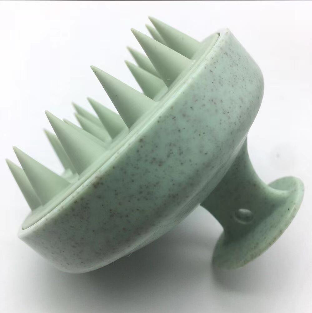 

Eco-friendly Silicone Scalp Massage Shampoo Brush with Soft Bristles Single OPP Bag Packaging зелений