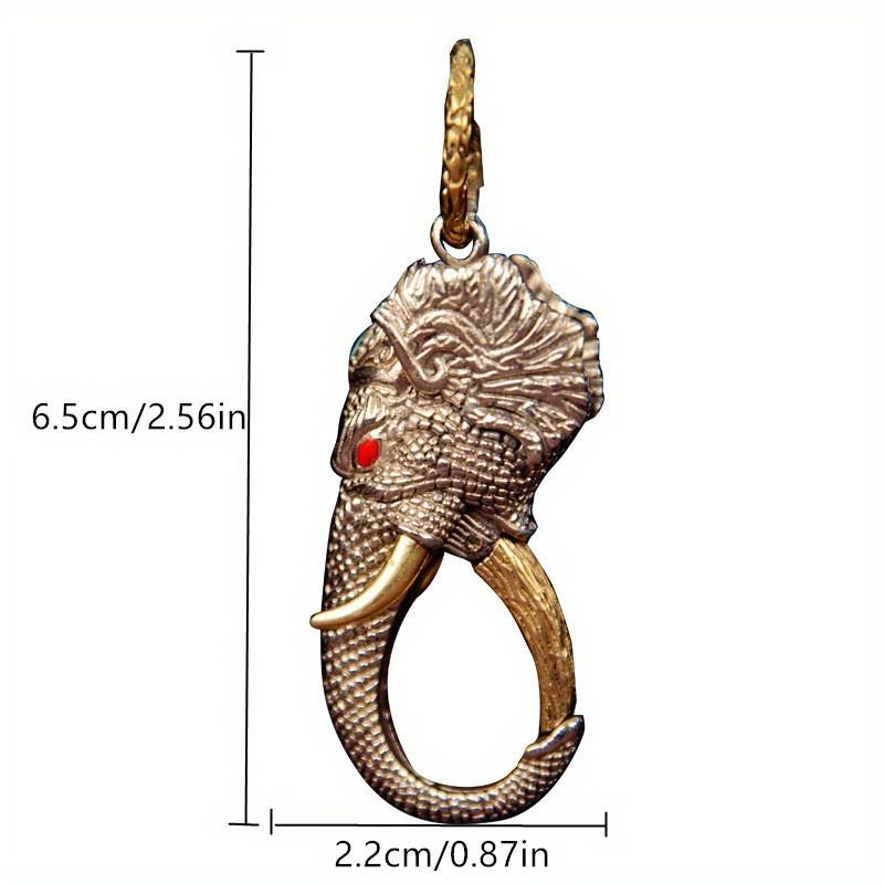White Copper Elephant Teeth Figurines Car Keychain Creative Pendant Buckle Retro Keychain
