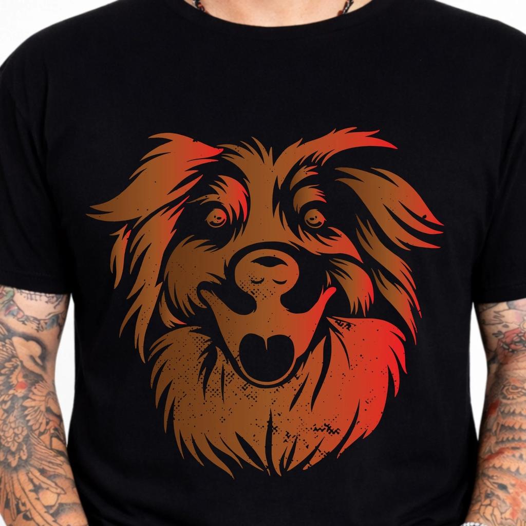 Border Collie Dog Face Animal Pet Lover Dog Owner Graphic T-Shirt .