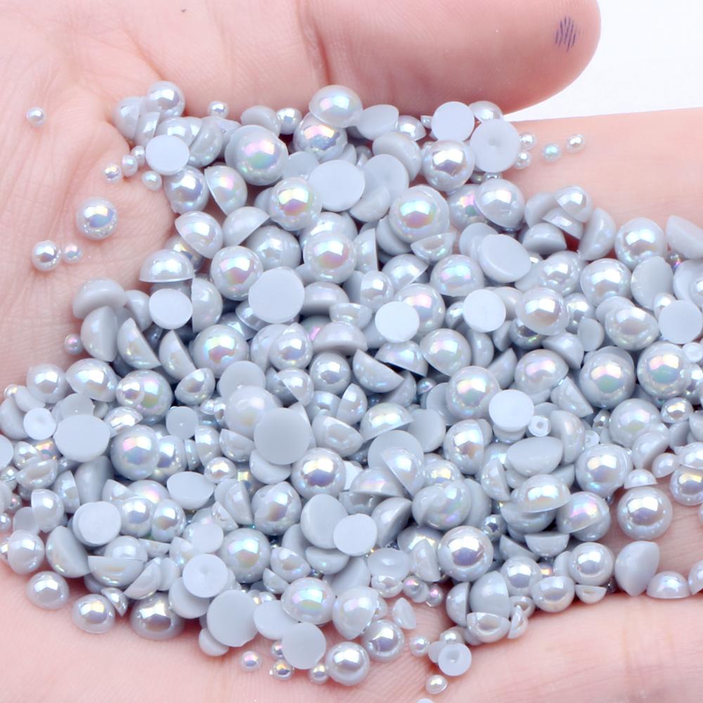 Resin Half Round Flatback Beads 2-6mm Mix Size Glue on Loose Rhinestones for Clothes Dresses DIY Crafts Scrapbook Decoration
