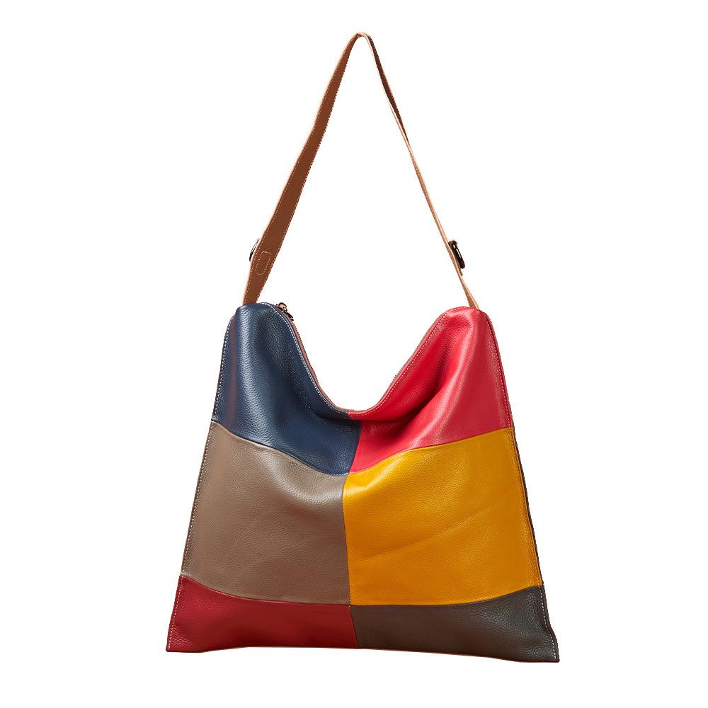 

Женская сумка из натуральной коровьей кожи, повседневная сумка через плечо на одно плечо разноцветный