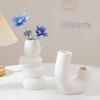 INS Ceramic Vase White Nordic Vase Circular Hollow Ceramic Donuts Flower Pot Decorative Dry Flower Vases Living Room Decoration