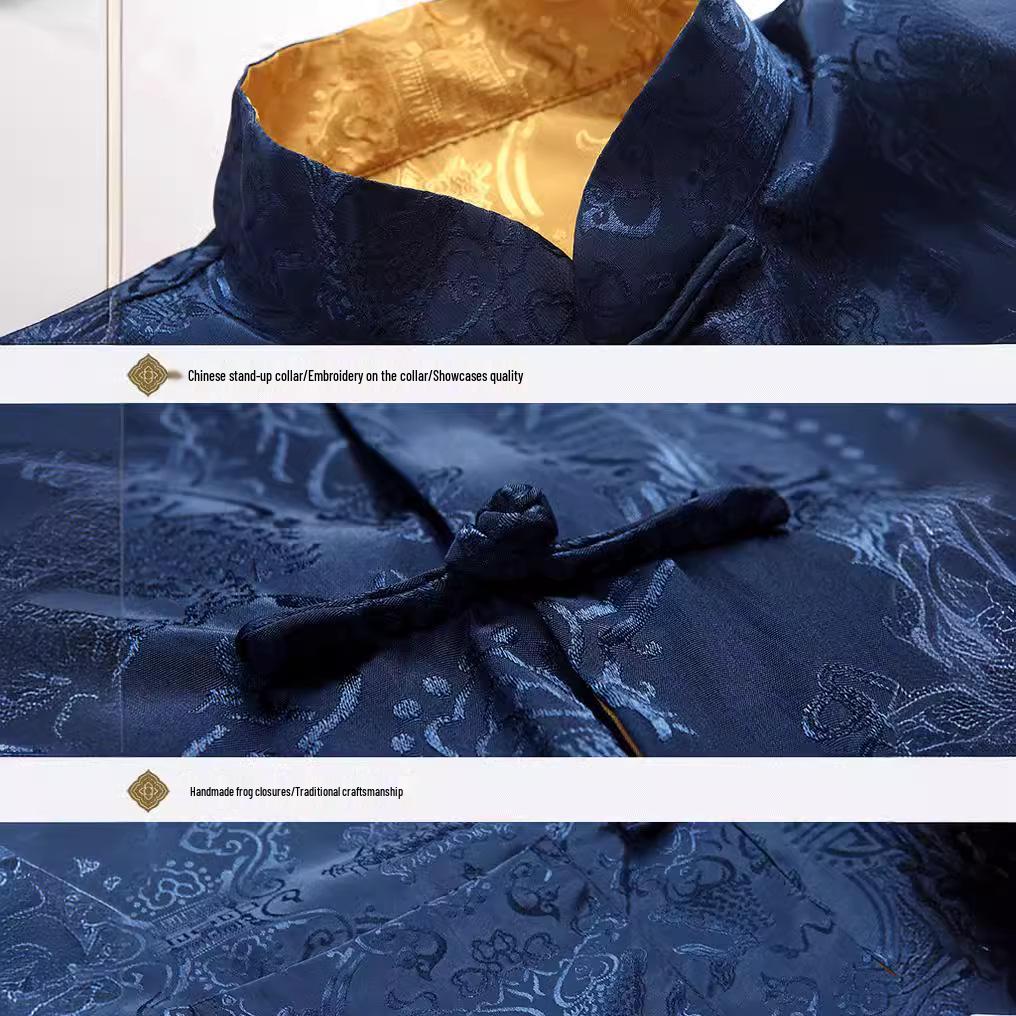 Pánská hedvábná čínská retro oboustranná bunda Tang suit