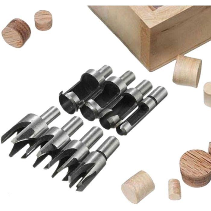 AIMOONSA Kit 8 fraises bouchons bois HSS acier carbone revêtement titane 6/10/13/16 mm