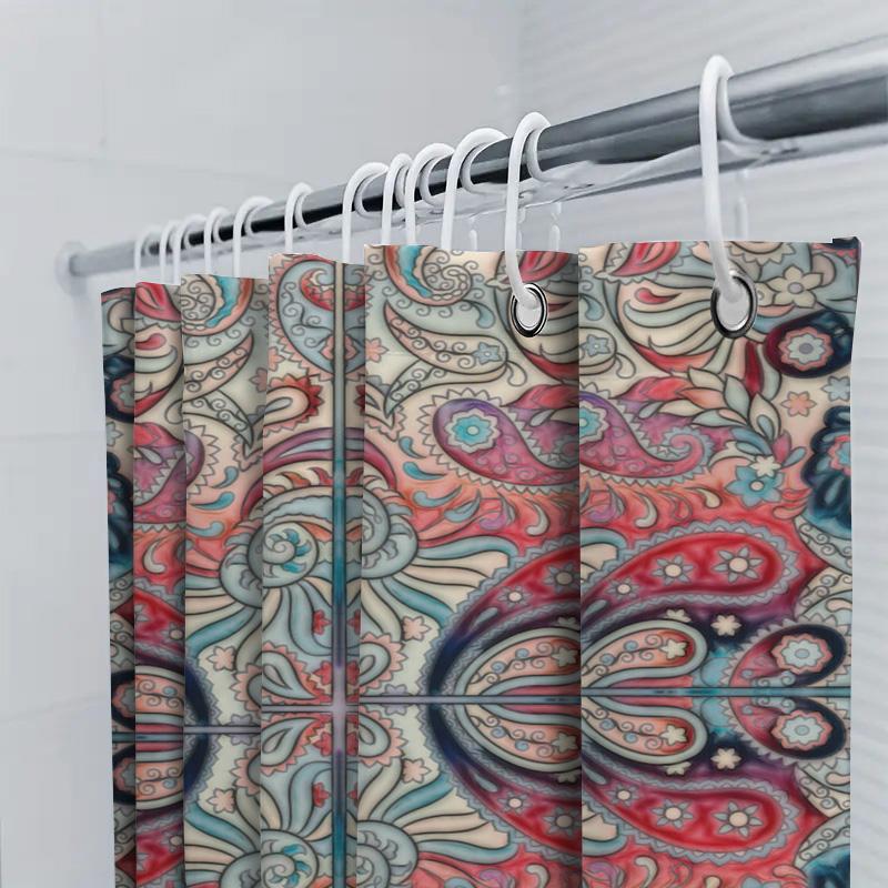Vibrant Paisley Pattern Shower Curtain Premium Printed Fabric For Bathroom Decor