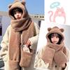 Cute Bear Ear Hat Scarf Gloves Set Thicken Women Beanies Caps Winter Warm Windproof Ear Protection Hat