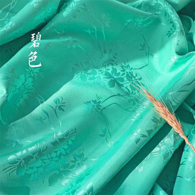 1m/2m/3m Breathable Flower Branch Jacquard Satin Fabric for Chinese Style Dress ,Shirt,Fashion Clothes Handmade DIY Fabric