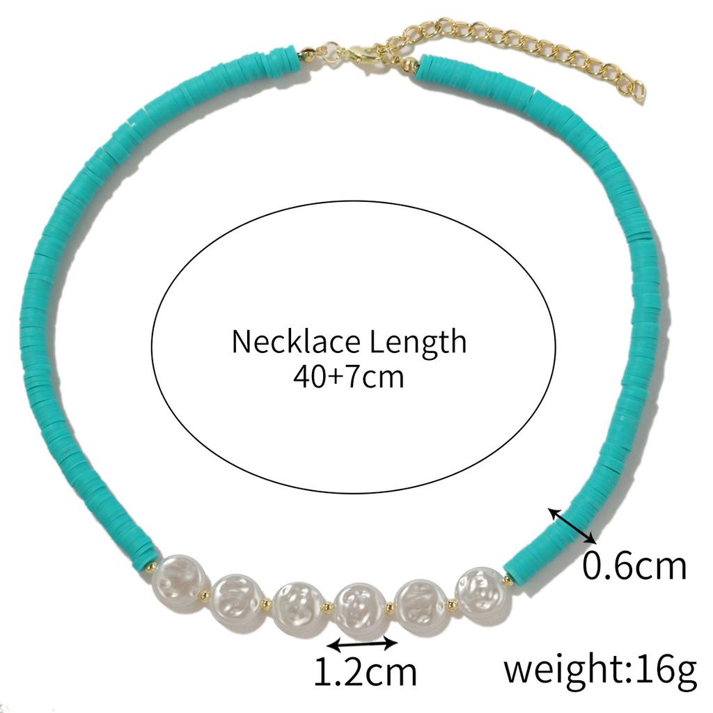 Necklace for Women Netflix Summer Colorful Soft Ceramic Necklace Female Niche Design Turquoise Fashion Collarbone Chain Elegant Necklace