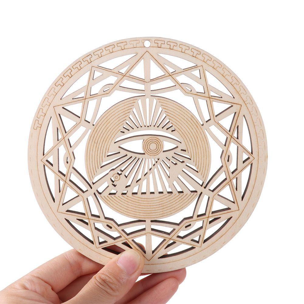 Meditation Round Wood Sign Hanging Artwork Wall Decor Sacred Geometry Wooden Wall Art