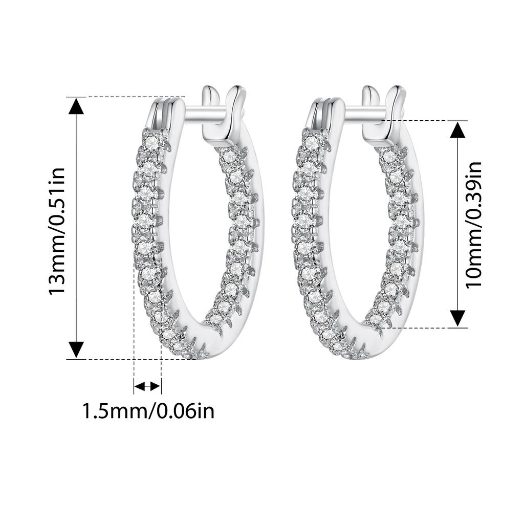 BAMOER 925 Silver Cubic Zirconia Hoop Earrings, White Gold Plated Lightweight Hypoallergenic Hoop Earrings for Women