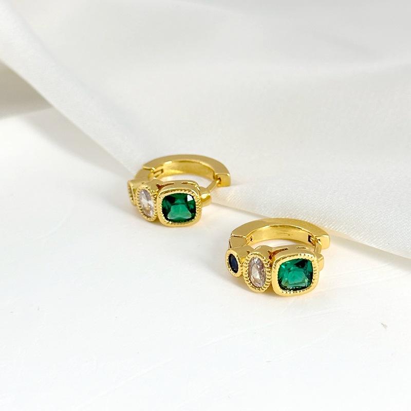 Fashion High Sense Light Luxury Women S Stud Earrings Temperament Emerald Zircon Earrings Earrings