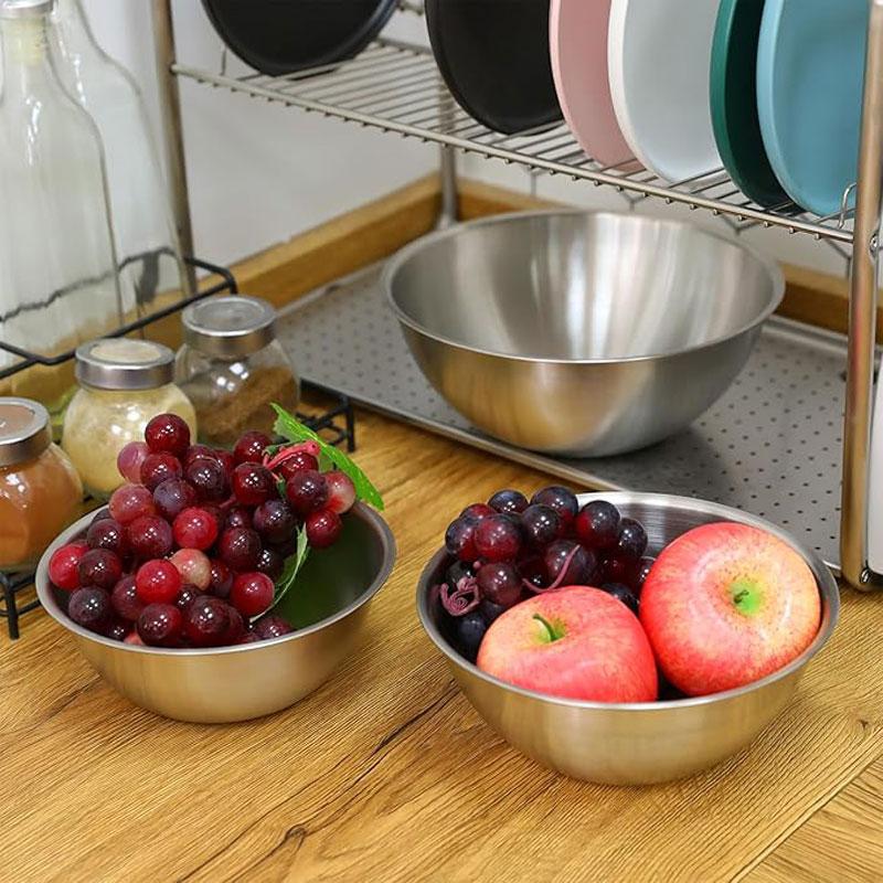 3PCS Stainless Steel Stainless Steel Cooking Bowl Household Salad Bowl Thicken Knead The Dough Mixing Bowl Kitchen Tableware