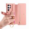 Wristband Cards Solt Wallet Leather Zipper Bag Case For Samsung Galaxy S24 Ultra S23 Plus S22 A55 A15 A35 A25 Book Flip Cover