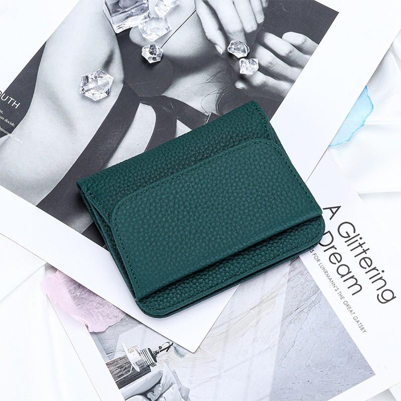 Pure Cowhide Wallet Women's Genuine Leather Short Multifunctional Folding Large Capacity Clip
