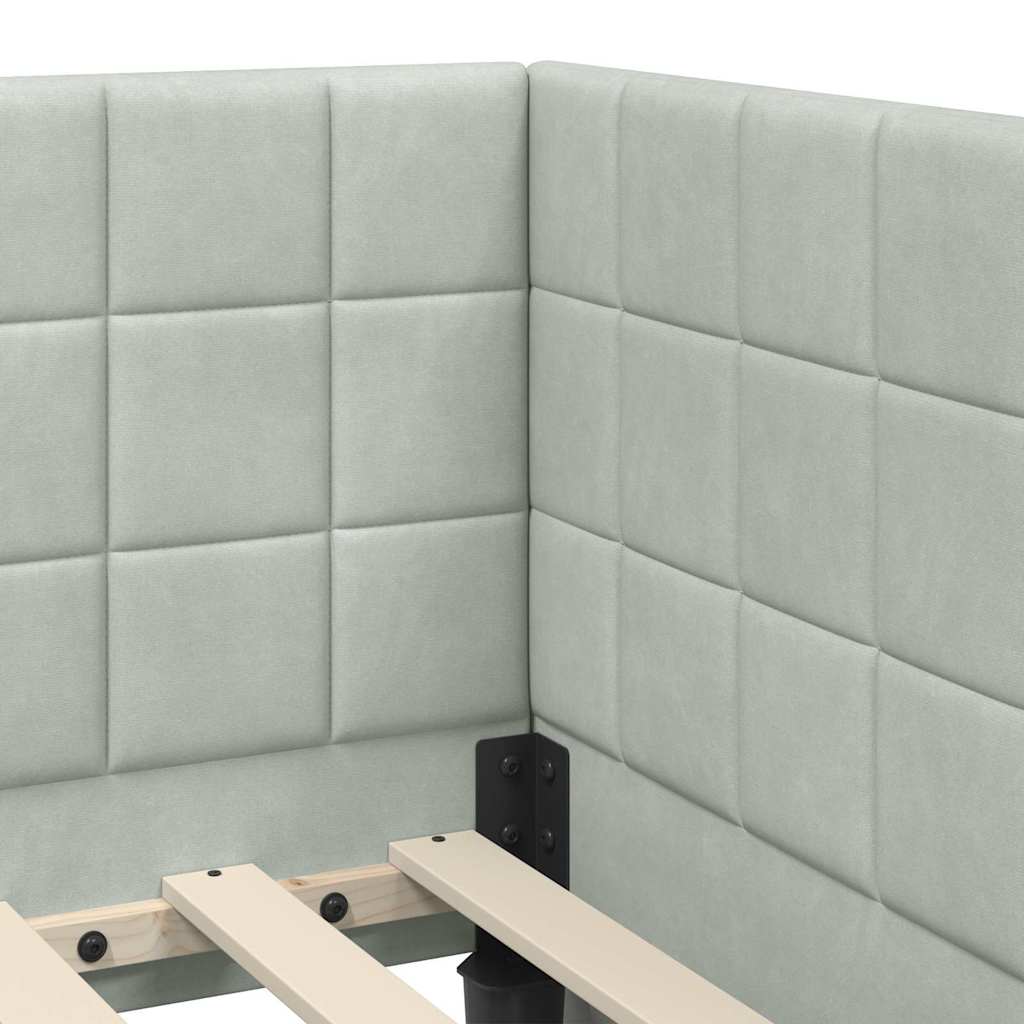 Corner Bed Frame with Headboard Light Grey 80 Cm X 200 Cm Velvet