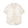 LESS Women's Casual Short-Sleeve Polka Dot Silk Shirt