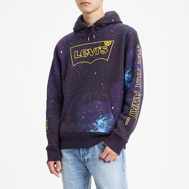 Levis X Star Wars Kolaborační Série Hvězdný Potisk Písmen Mikina s Kapucí Pánská mikina Fialová 19491-0096