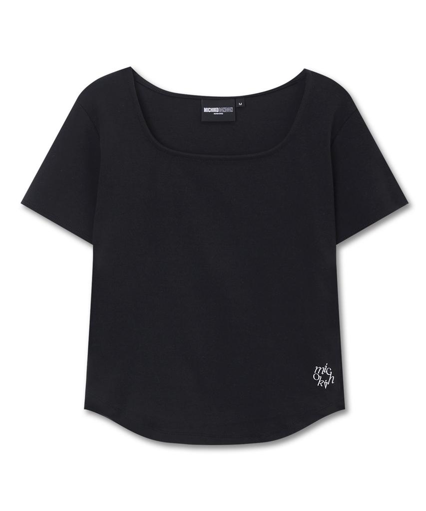 Michikoleondeonkosino Curve Square Neck Top Black