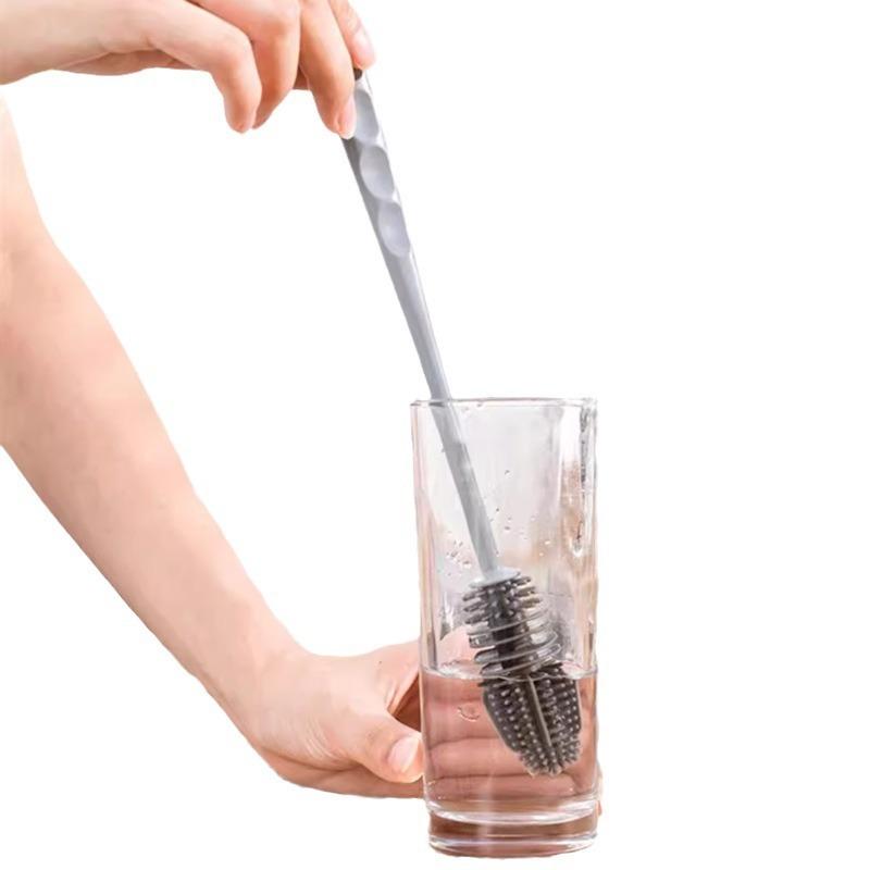 Silicone Cup Brush Scrubber Glass Cleaner Kitchen Cleaning Tool Long Handle Drink Wineglass Bottle