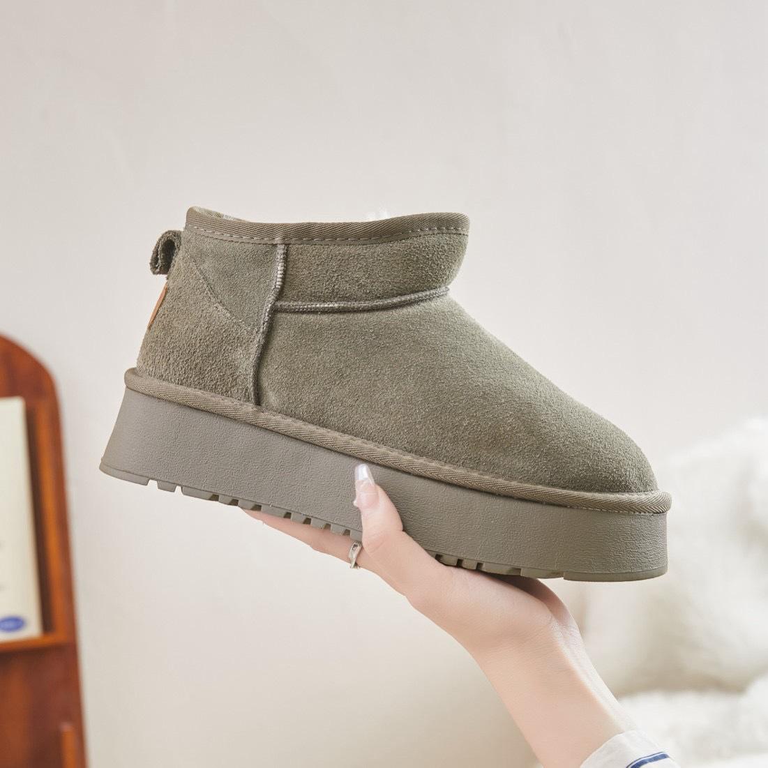 

Дядя Чжоу Дунъю шерстяные интегрированные теплые ботинки для снега на толстой подошве женские 2025 зимние короткие хлопковые туфли на толстой подошве нескользящие 40