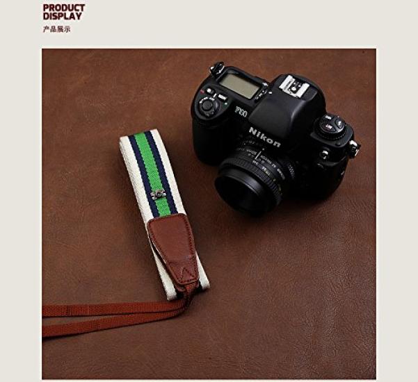 Camera Strap A10 Type CAM8116 Cam-in Basic/Universal B0901, White/Deep Blue/Green, Cotton,